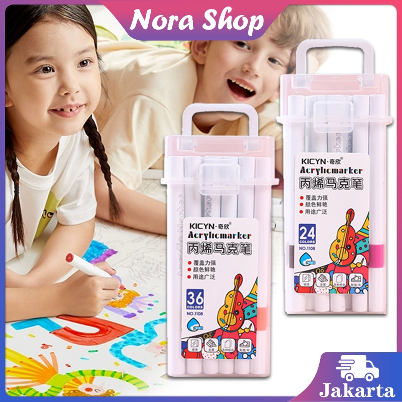 

Spidol 24/36 Warna Minyak Propilen Ganda Set / 2 Sisi Spidol Warna / Pensil Cat Air Set Warna