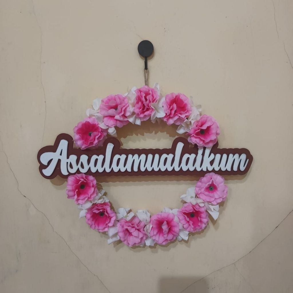 Hiasan dinding ring rotan/Hiasan dinding pintu/Assalamualaikum/Happy cooking