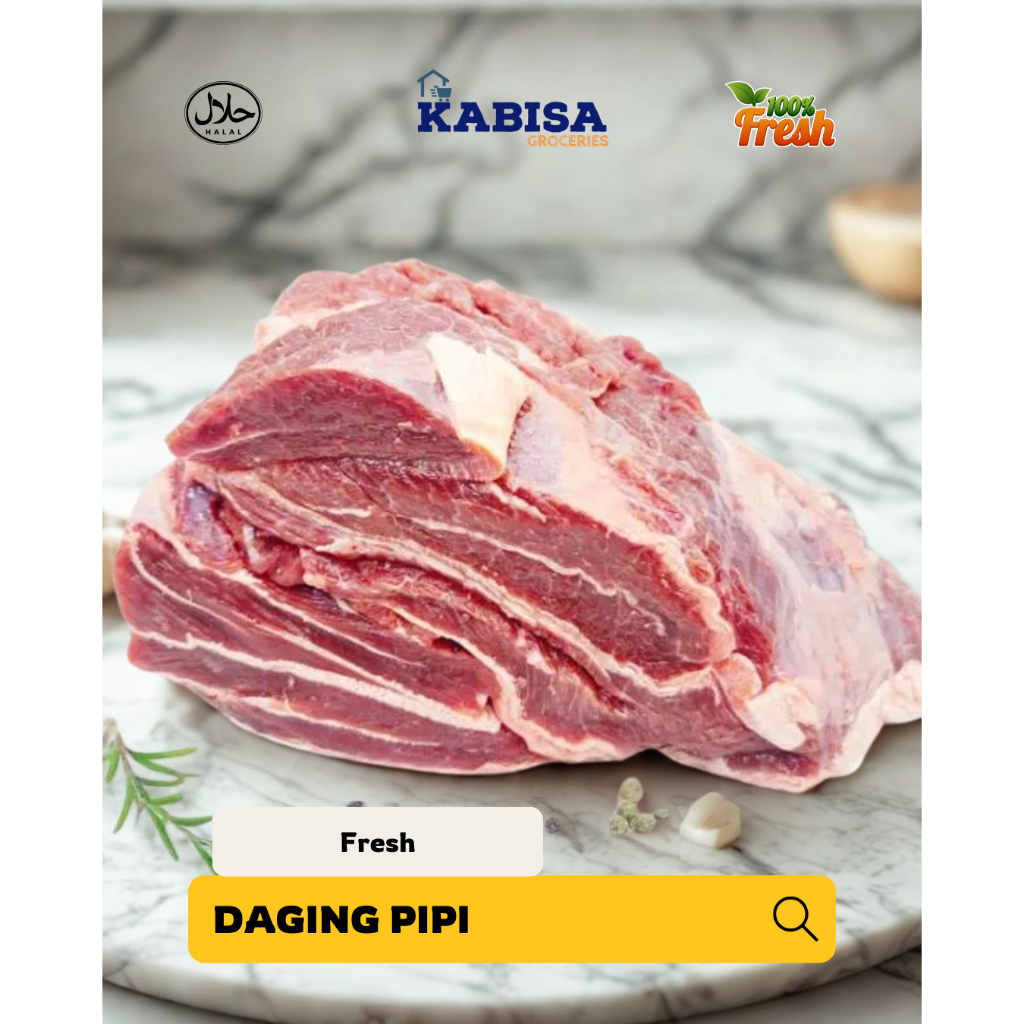 

DAGING PIPI BEEF CHEECK SAPI LEZAT SIAP OLAH 1 KG FRESH