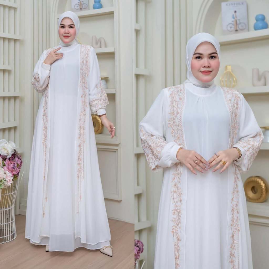 GAMIS 2IN1 OUTER + INNER ROMPI MISAH GAMIS CANTIK MEWAH VIRAL GAMIS ADEM