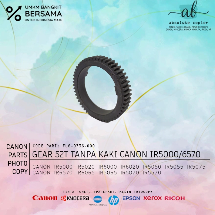 [MY] Gear 52T No Holder Cam Ring Canon Pulley Fotocopy Hopper IR 5000 6000 5020 6020 5570 6570 5070 