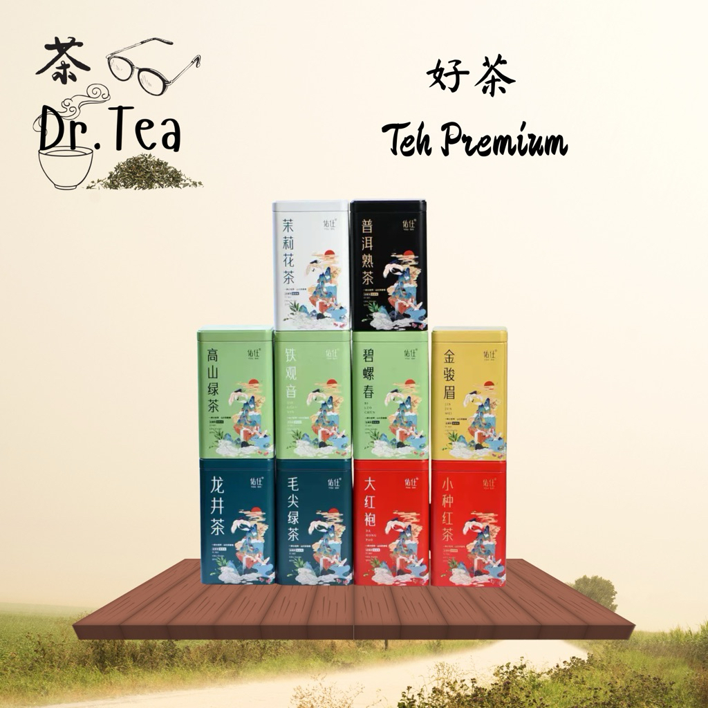 

Dr. Tea - Teh Cina Premium - 80 gr s/d 150 gr - Da Hong Pao - Tie Guan Yin - Teh Hijau - Bi Luo Chun - Mao Jian - Long Jin - Pu Er Cha - Jasmine - Jin Jun Mei - Hong Cha - Black Tea