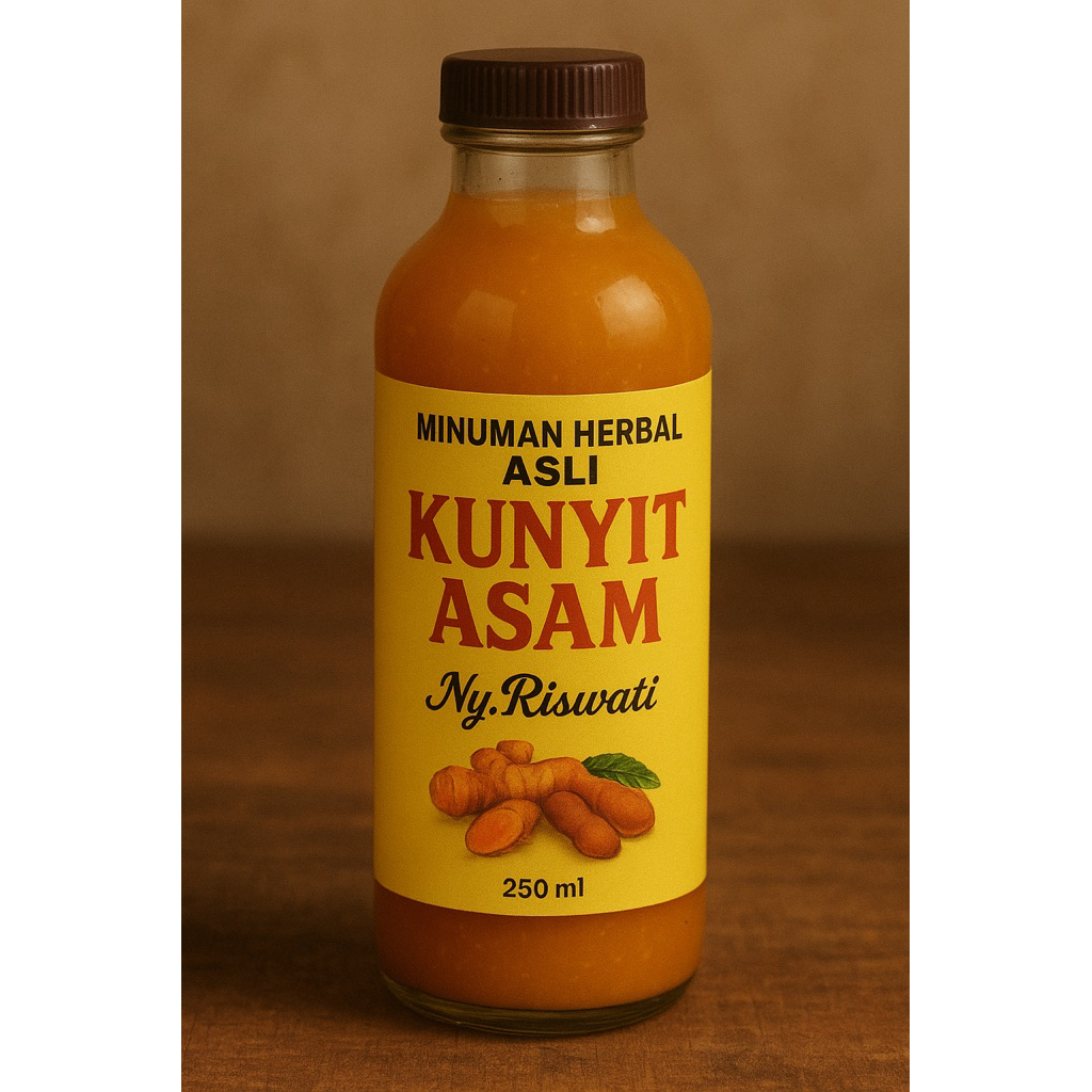 

Minuman terbuat dari Kunyit segar dan asam jawa Ny.Riswati