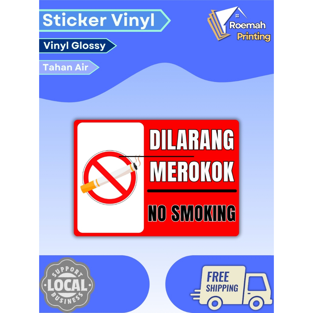

Sticker/Stiker Vinyl Dilarang Merokok | Sticker Anti Air | Sticker No Smoking | Sticker Siap Ditempel | Sticker Larangan Rokok - Roemah Printing