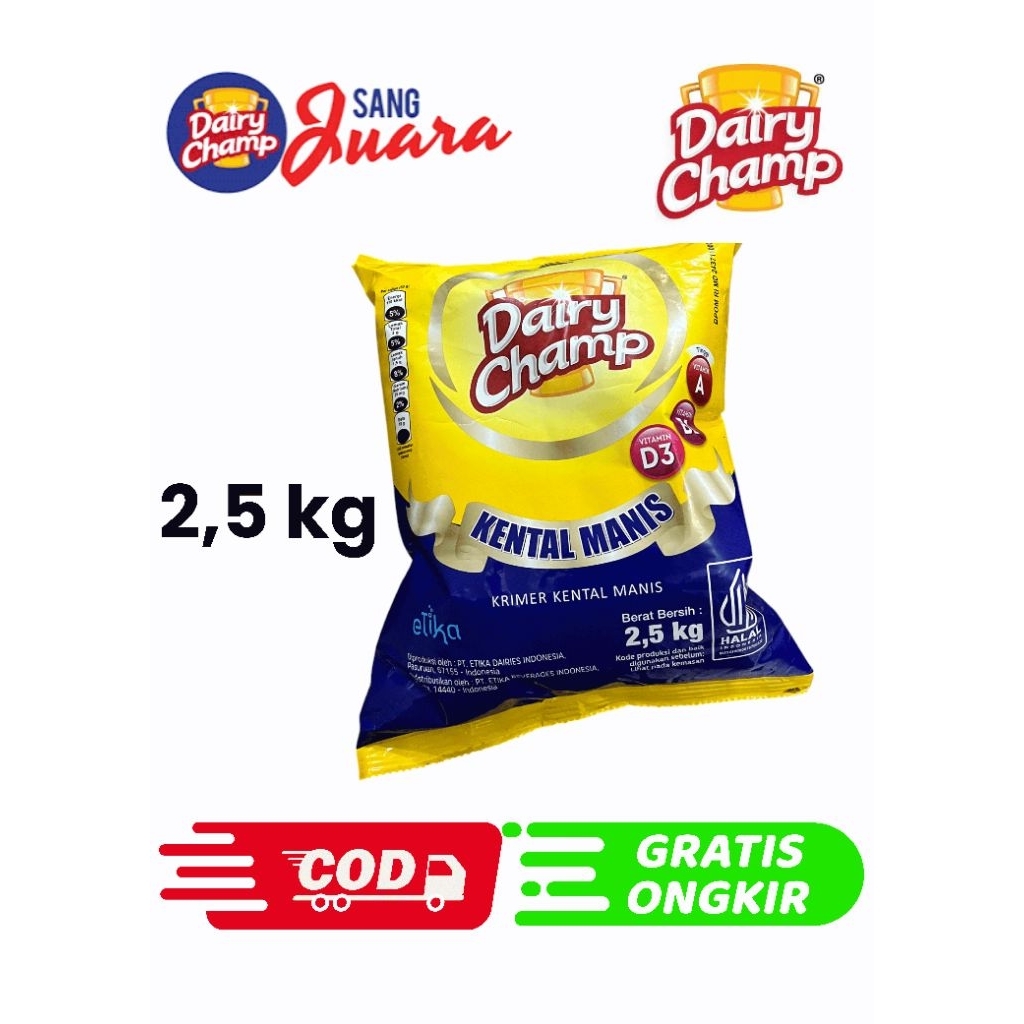 

Susu Dairy Champ 2,5 kg krimer Kental Manis 1 pouch 2,5 kilo