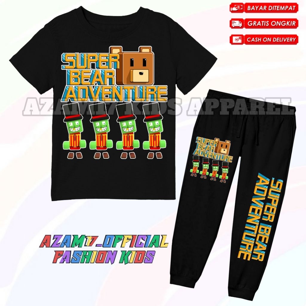 BISA COD Setelan Kaos Celana Jogger Anak Game Super Bear Terbaru Free Nama / Setelan Kaos Jogger Ana