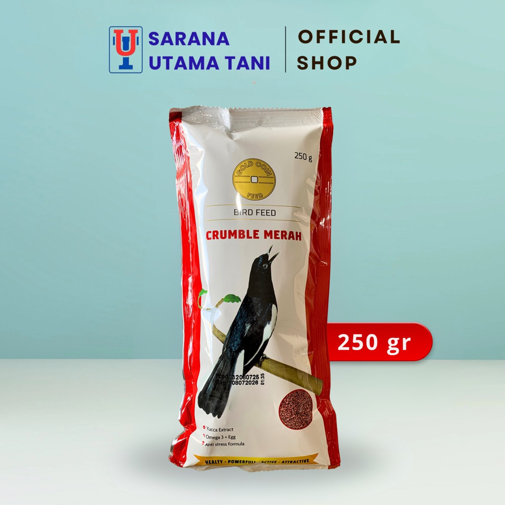 PAKAN BURUNG KICAU VOER PUR GOLD COIN MERAH ANTI STRES - 250 gr