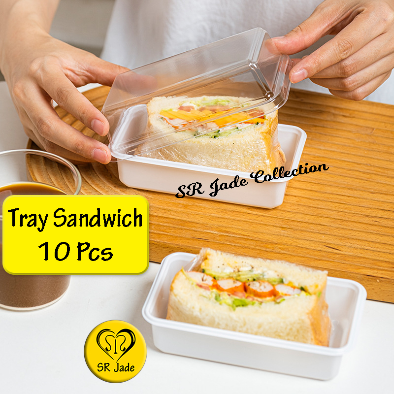 [10 pcs] Mika Tray Sandwich Box Kotak Sandwich Tempat Roti Cake Dessert Mika Sandwich Korea