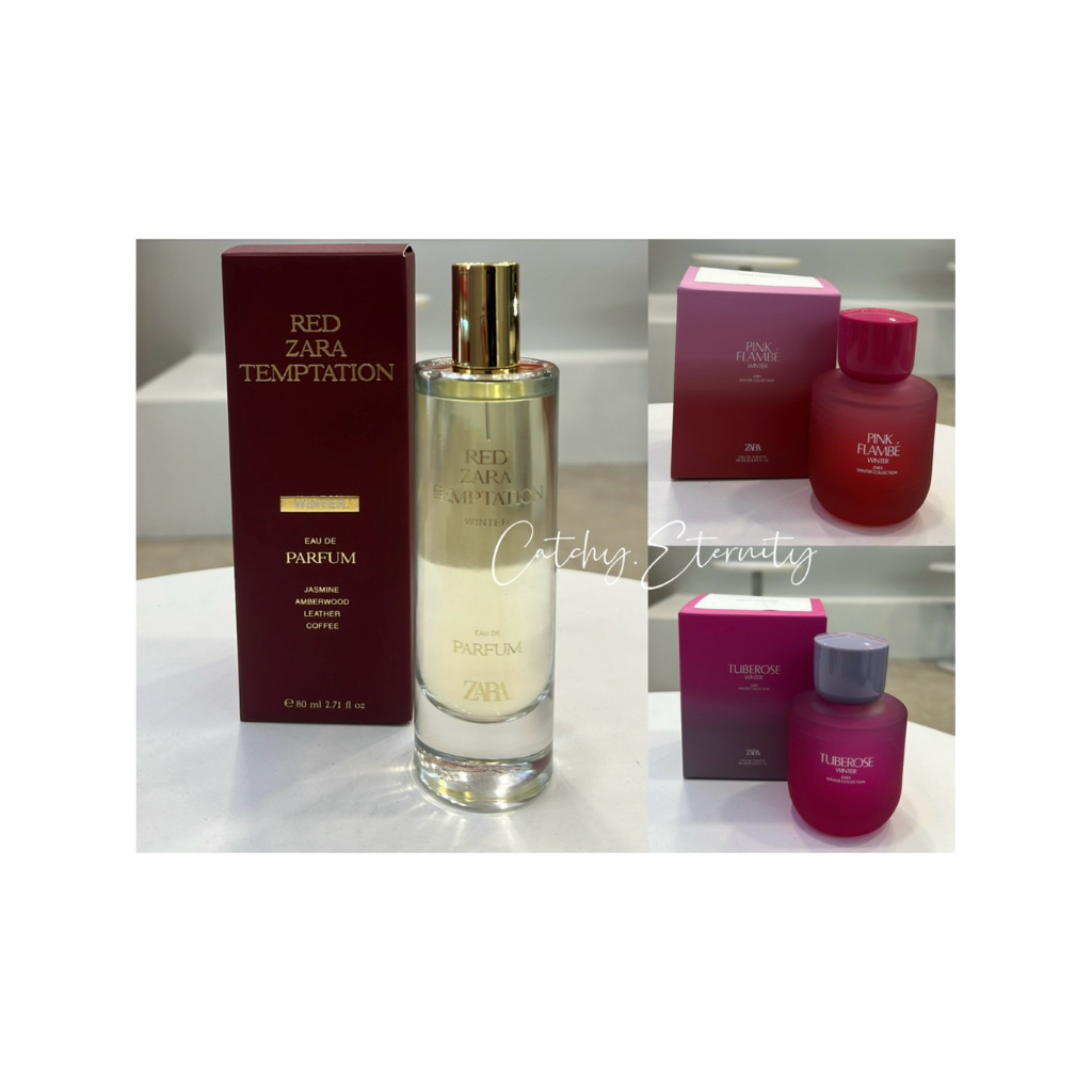 PARFUM ZARA RED TEMPATION, PINK FLAMBE WINTER, TUBEROSE WINTER 100% ORIGINAL