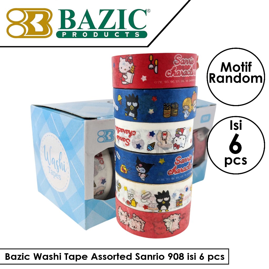 

Bazic Washi Tape Assorted Sanrio 908 isi 6 pcs