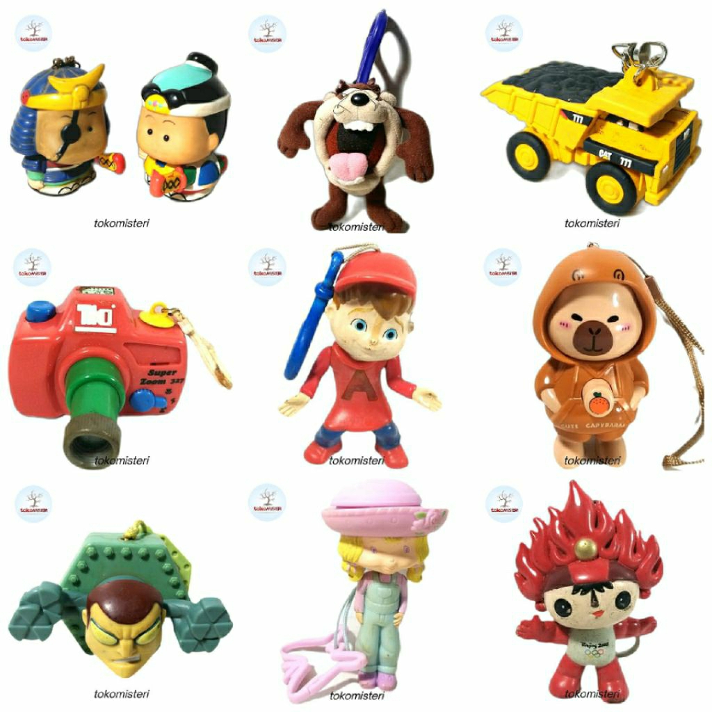 Ganci Gantungan Kunci Diorama Pocket Parrot Macaw Nuri Beo Bird Crocodile Mr Bean Tazmania Taz Devil