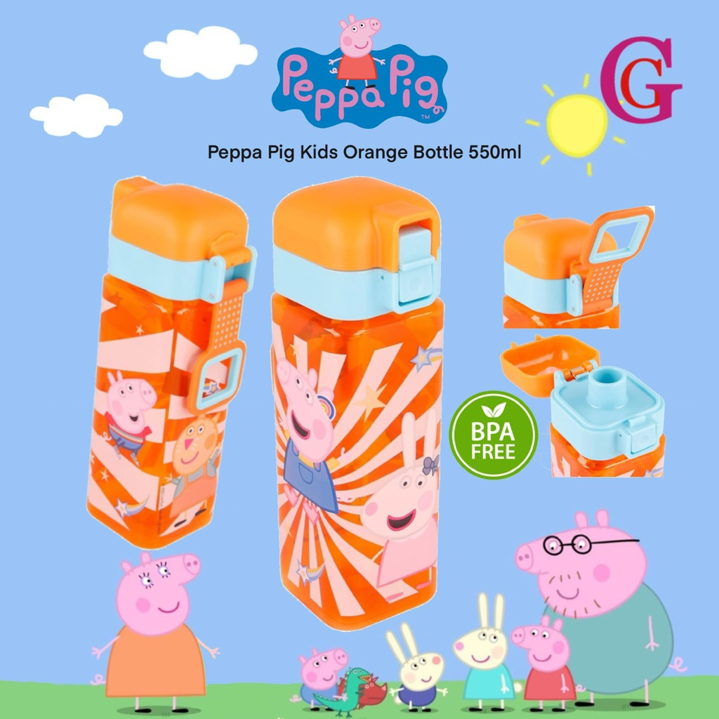 PEPPA PIG KIDS ORANGE BOTTLE 550ML | BOTOL MINUM PEPPA PIG | BOTOL MINUM ANAK BPA FREE