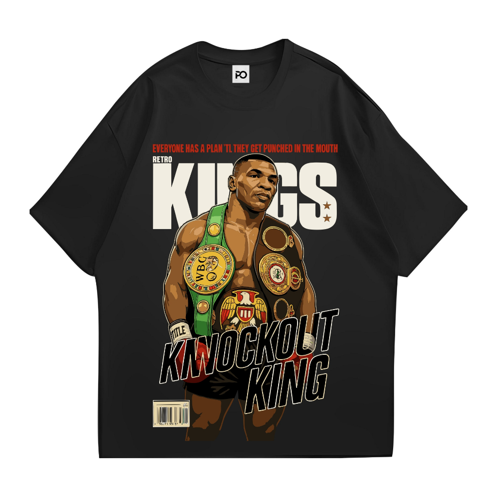 Populasi Tshirt Kings Knockout King Kaos Vintage lengan pendek Hitam Unisex