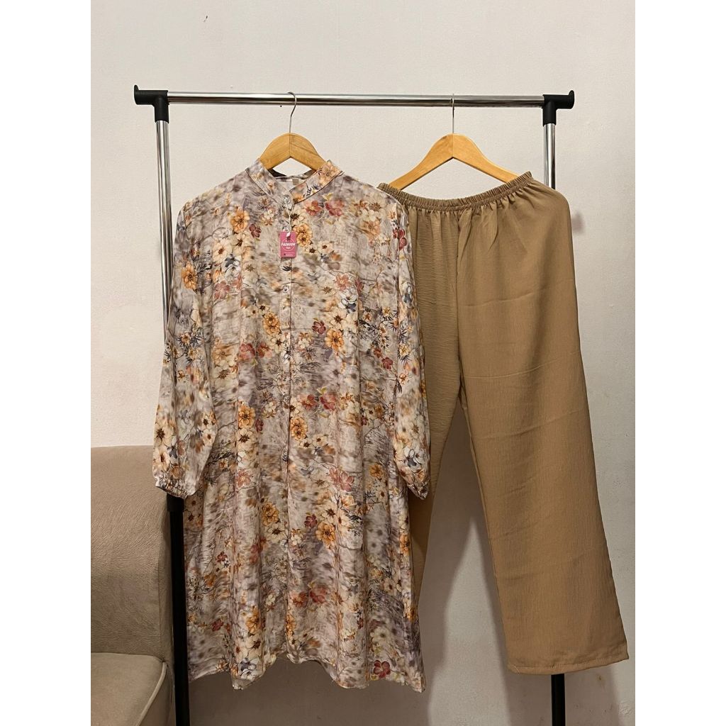 Setelan Tunik JUMBO MOTIF bunga