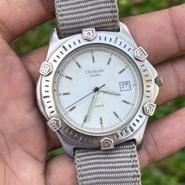 jam tangan vintage military Christophe Arden paris Diver Quartz original kuno antik
