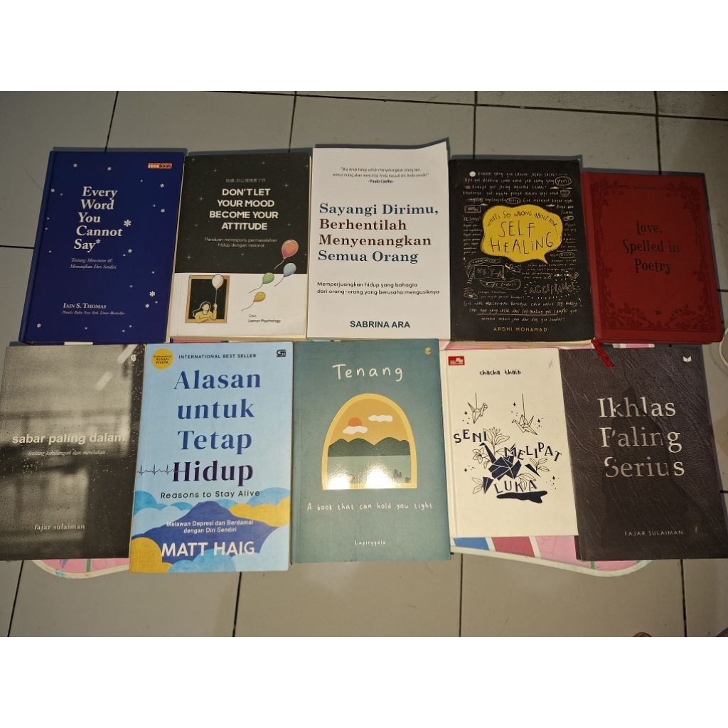 Preloved buku, Buku bekas, Novel romance, Poetry dan Buku Self Improvement