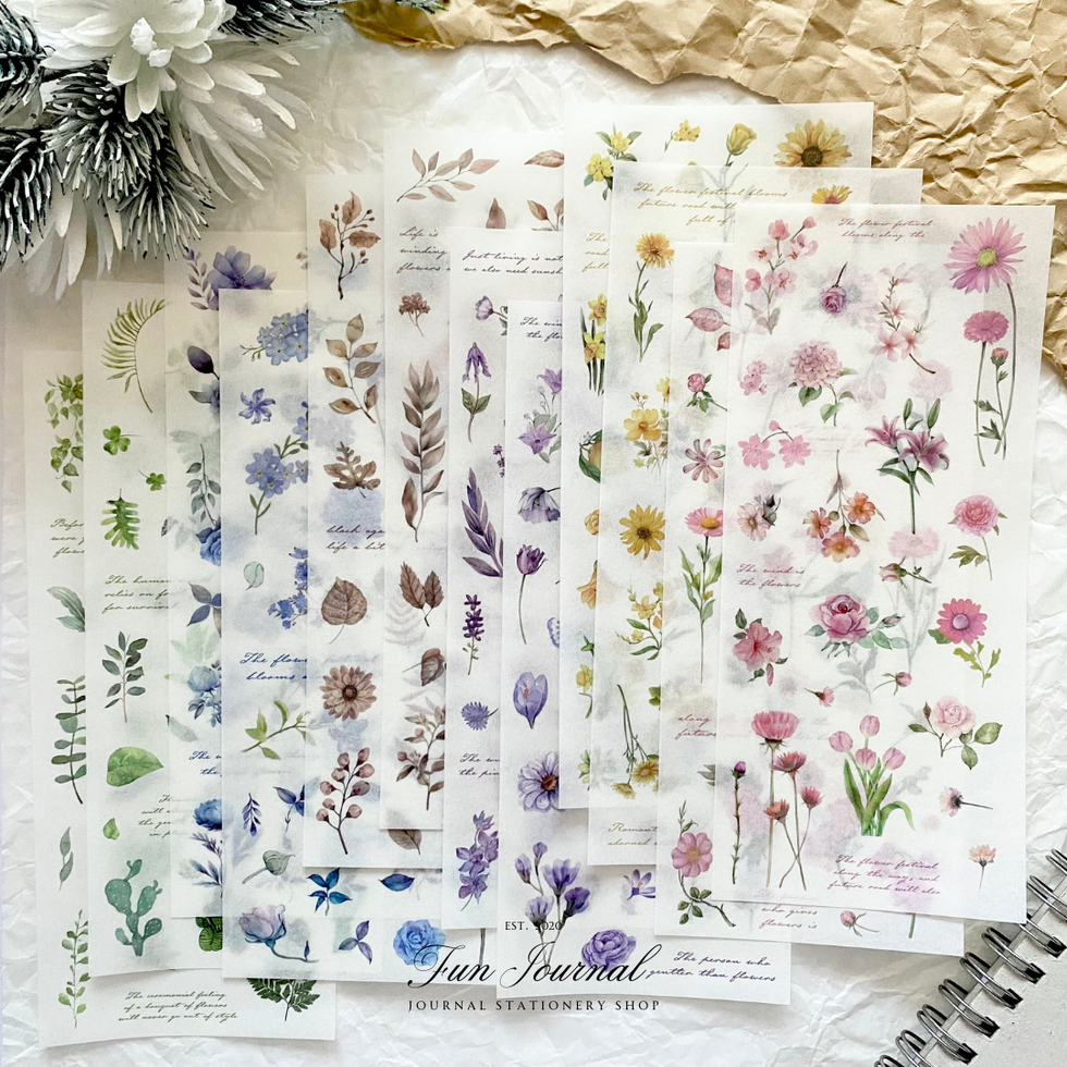 

BEAUTIFUL FLOWER GARDEN WASHI STICKER SHEET STIKER PACK UNTUK JOURNAL JURNAL SCRAPBOOK DIY PLANNER BULLET JOURNAL BUJO DECORATION DEKORASI