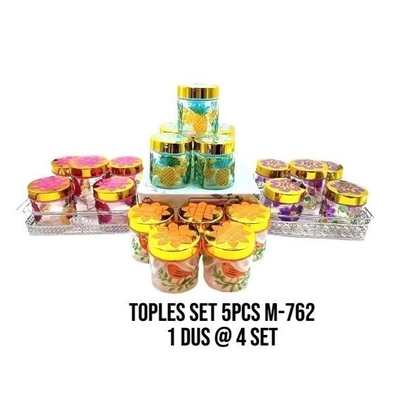 5Pcs Toples + Rak toples set/toples makanan / toples mewah kaca Beling
