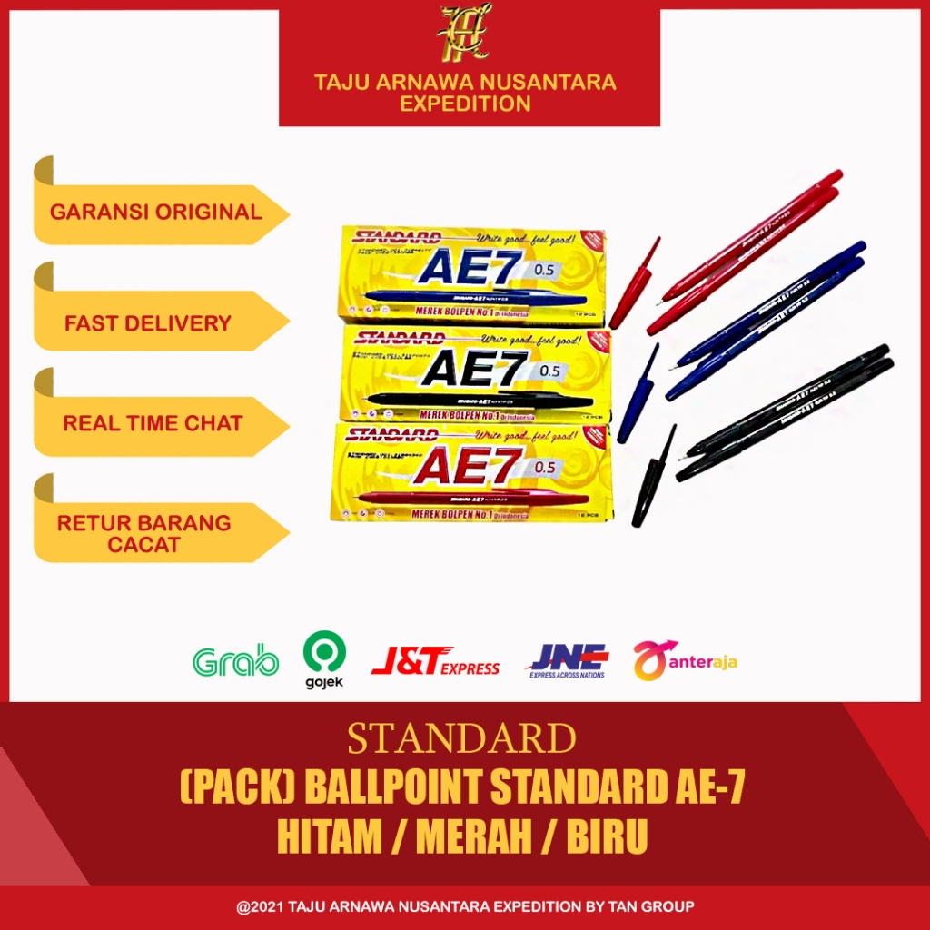 (1 PACK) Ballpoint Standard AE7 / Pulpen Standard AE-7 / Bolpen Standard AE-7