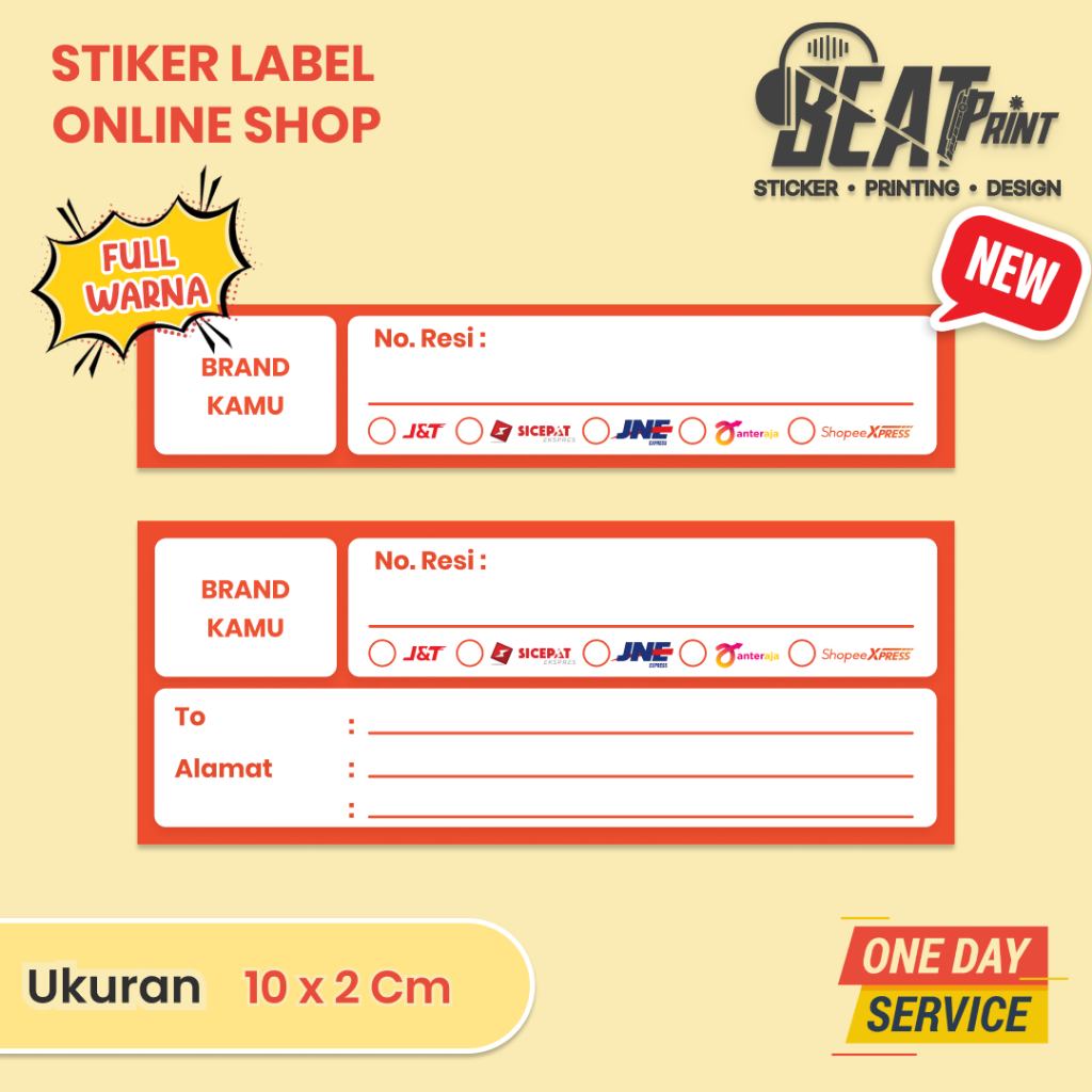 

Stiker / Sticker Resi Pengiriman Mini 10x2 & 10x4 | Label Manual untuk Online Shop & Toko Online