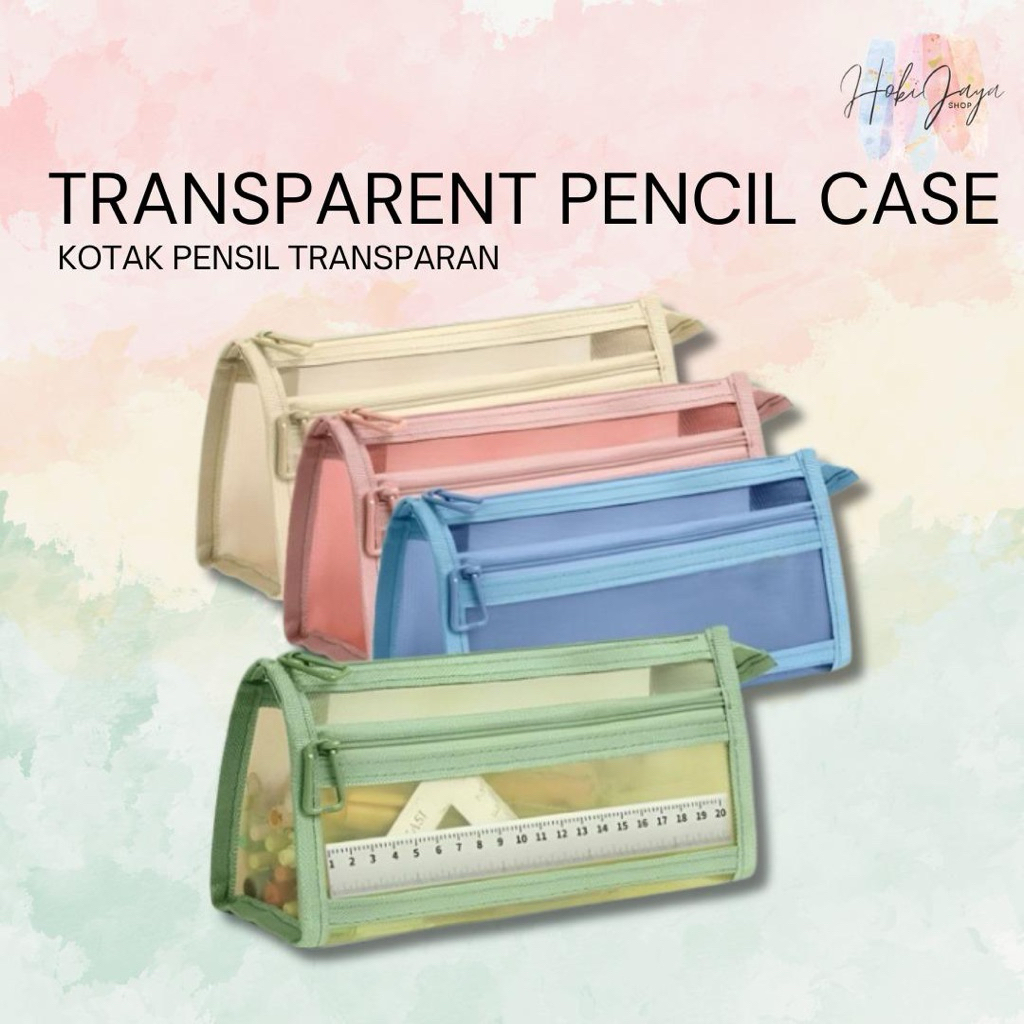 

Kotak Pensil Korea Mesh / Tempat Pensil Transparan Simple Transparan -