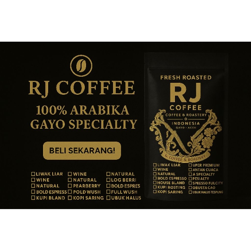 

Kopi Arabika SPESIALTY Asli Dataran tinggi Gayo - Bubuk Biji Rosteang Bean single origin bye RJ Coffee