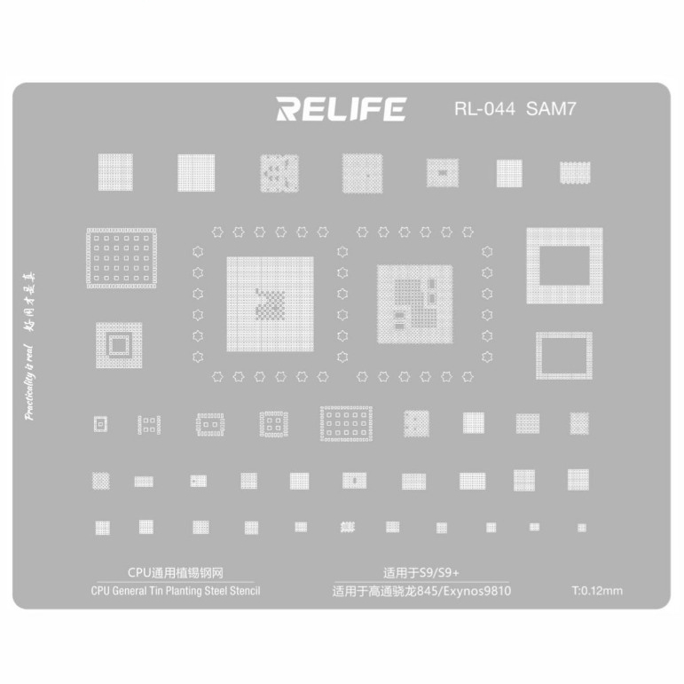 Stencil Cetakan ic Bga RELIFE RL-044 SAM7 - SNAPDRAGON 845 - EXYNOS 9810 - SAMSUNG S9 - S9 PLUS