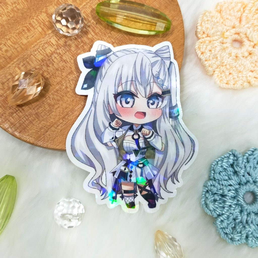 

Sticker Hologram Brokenglass Fanmerch Hololive Vestia Zeta Chibi Original Fanart by Merch Trove