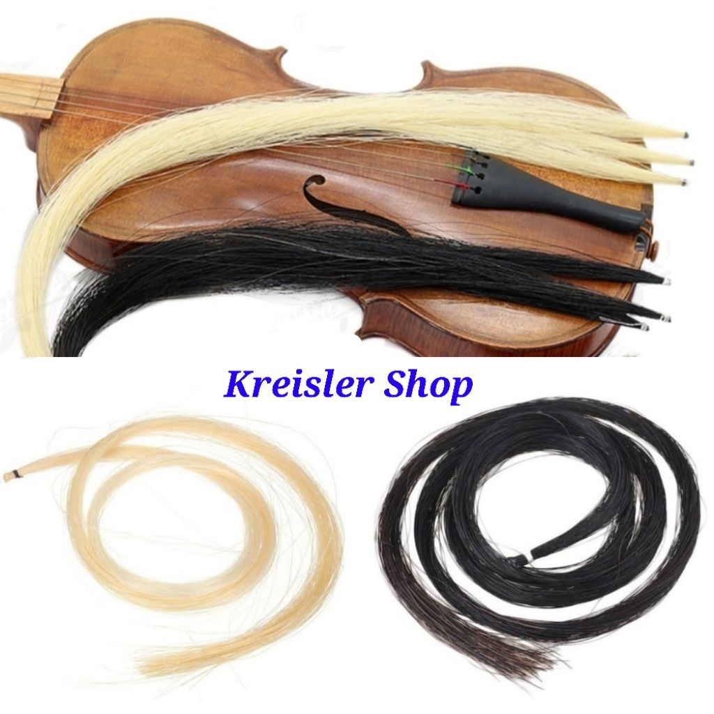 Rambut bow biola warna hitam atau kuning dari kuda Mongolia / bow hair from Mongolian horse black bo