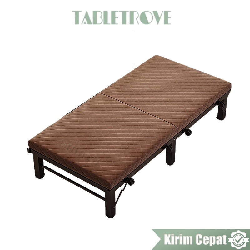 TABLETROVE Tempat Tidur Lipat Coklat  Kursi Santai Lipat Tidur Besi Lipat Dipan Besi Folding Bed