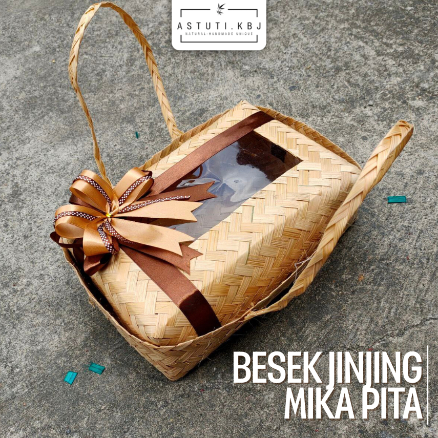 BESEK JINJING PERSEGI PANJANG 20X30 CM MIKA PITA SPESIAL NATURAL/besek tas | bingkisan anyaman