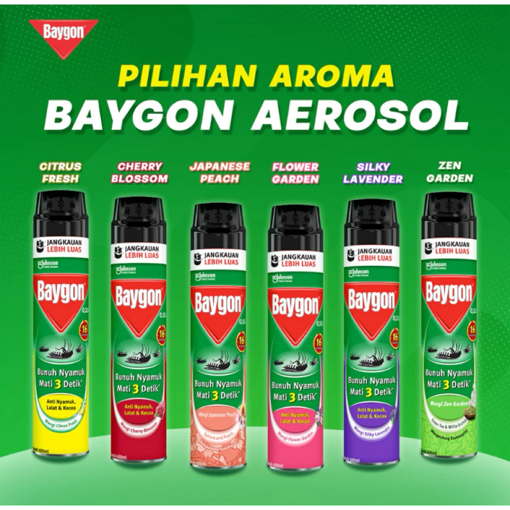 BAYGON AEROSOL 600ml/ BAYGON AEROSOL 600ml FLOWER GARDEN / BAYGON AEROSOL 600 ML ZEN GARDEN / 600 ML