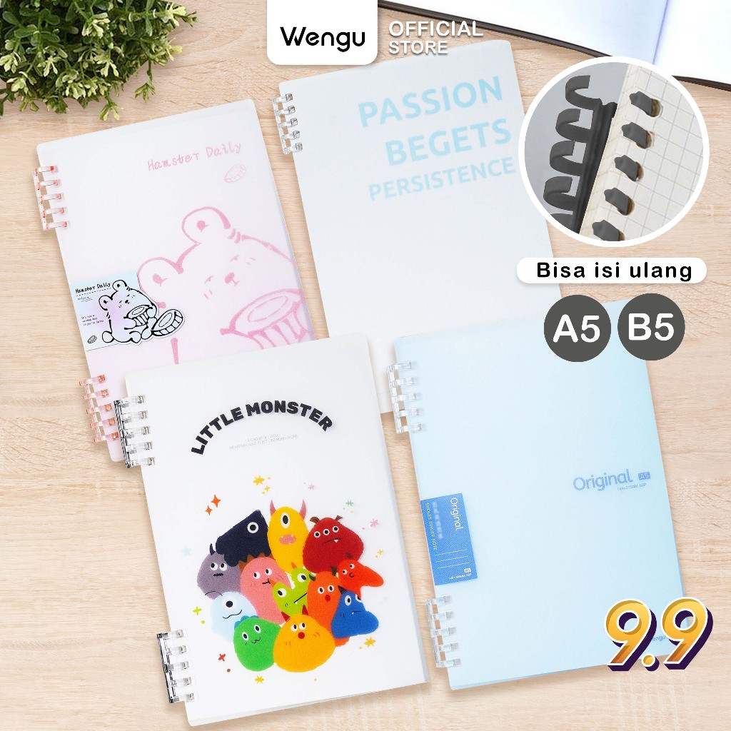 

WENGU Buku Binder Note A5 & B5 Isi Ulang 60 Lembar 360° Buku Catatan Aesthetic - HC