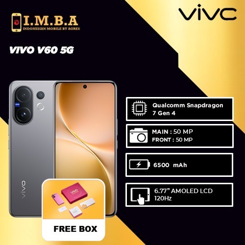 Hp Vivo V60 5G 12/512GB RAM 12GB+12GB Extended ROM 256GB Vivo Terbaru 2025 Garansi Resmi