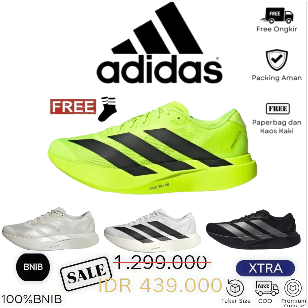 Sepatu Lari Adidas Adizero Evo SL Lucid Lemon - Nyaman, Jaringan Udara, Redaman Guncangan, Tahan Aus