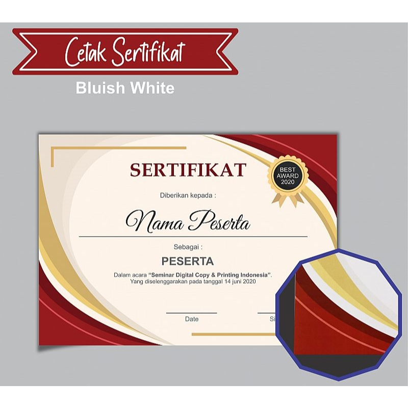 

[BATAM] Cetak Sertifikat A4 - Bahan Linen, Karton, Artcarton