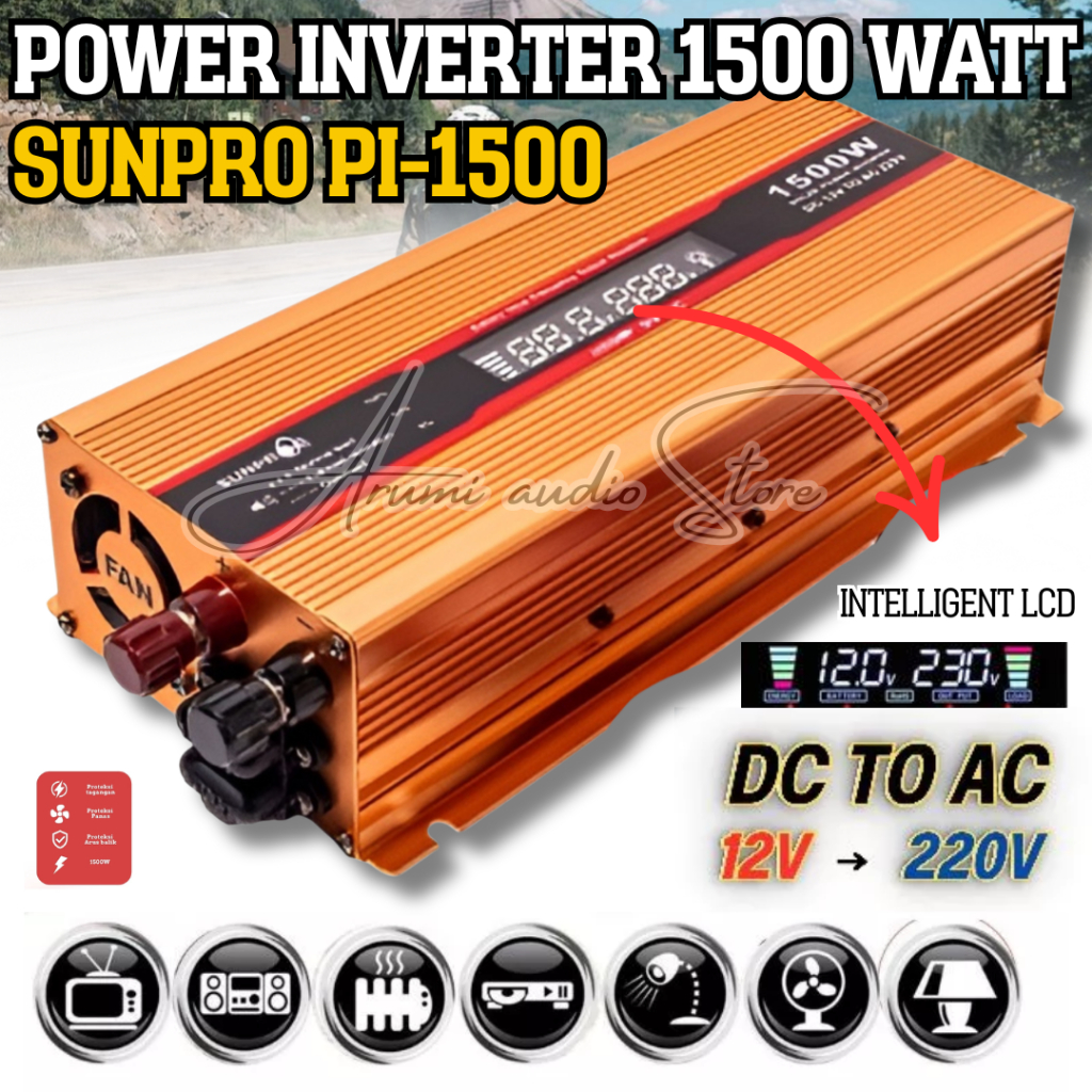 Power Inverter Sunpro Pi-1500 Ada Indikator Digital | Power Inverter Led Sunpro 1500w - - Inverter L