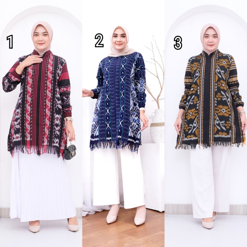SAFEEA Atasan Tenun troso etnik modern asli jepara tunik tenun terbaru ld 110 xxl jumbo dress tenun 