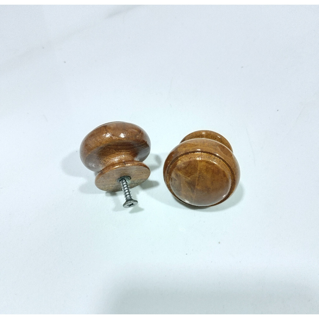 Tarikan pintu Bulat Kayu Coklat / Gagang pintu Lemari Kamar mandi Toilet