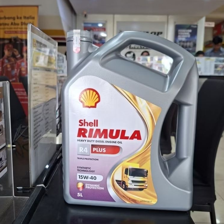 Oli shell Rimula R4 Plus 15W-40 Diesel @5 liter Original bercode