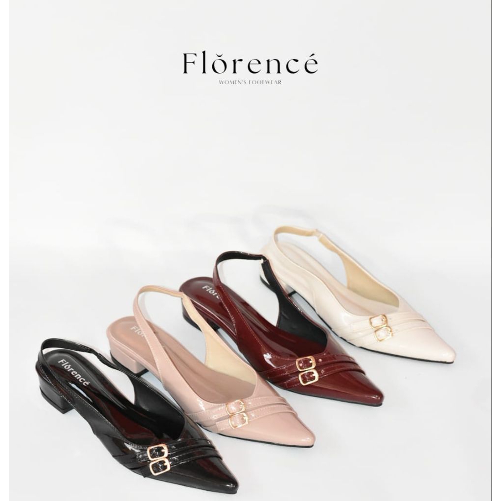 FLORENCE Sepatu Mules Wanita Heels 3 cm / Sepatu Selop Wanita Hak 3 cm Tali Belakang