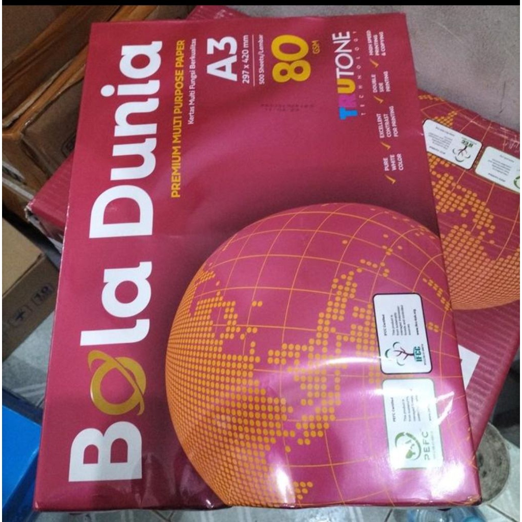 

kertas hvs A3 80gr bola dunia / kertas photocopy dan print