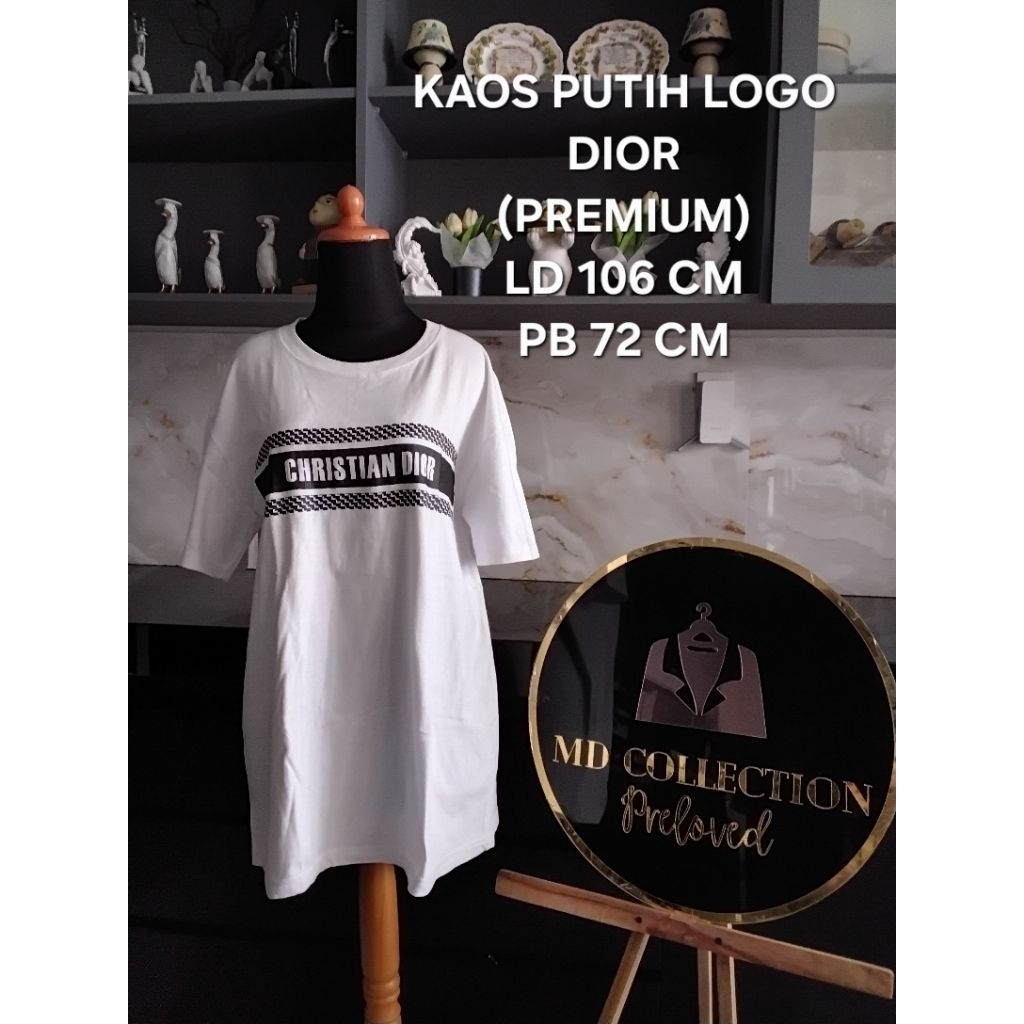 KAOS WANITA PUTIH PRINT DIOR (PREMIUM)