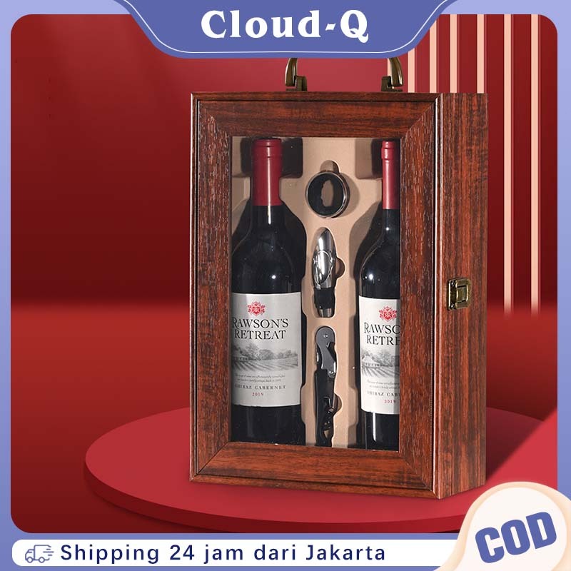 

Gift Box Wine Open A Window / Dua Botol Wooden Wine Box / Kotak Wine Kualitas Unggul Dilengkapi Dengan 3 Buah Alat Minum