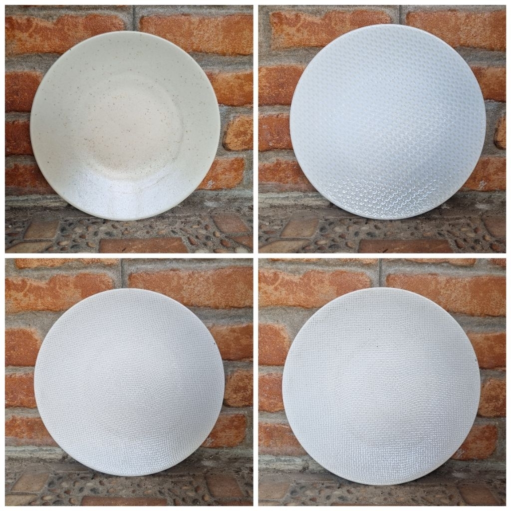 cuci gudang - piring keramik 7 inc / piring murah motif random warna putih / piring keramik cantik