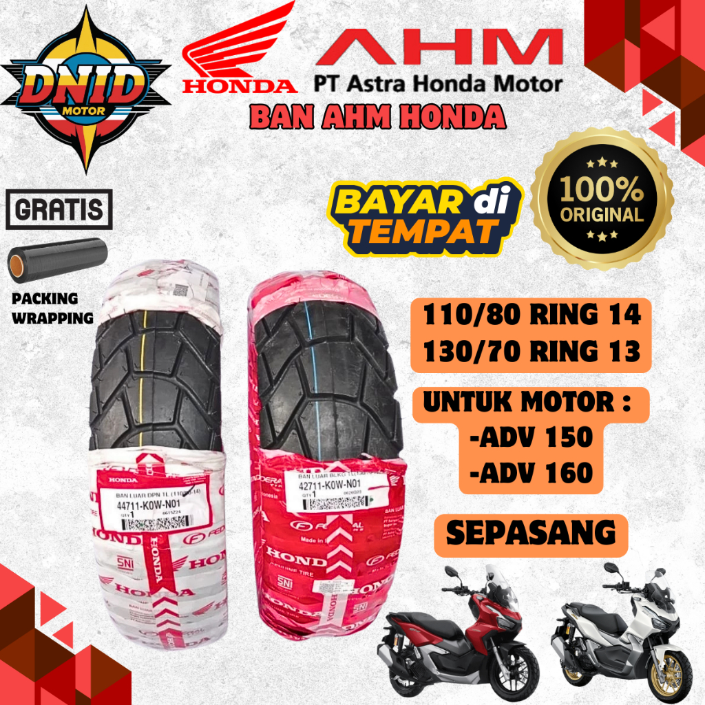 PAKET SEPASANG TERMURAH BAN FEDERAL AHM HONDA TUBELESS ( 110/80-14 / 130/70-13 ) BAN MOTOR MATIC ADV
