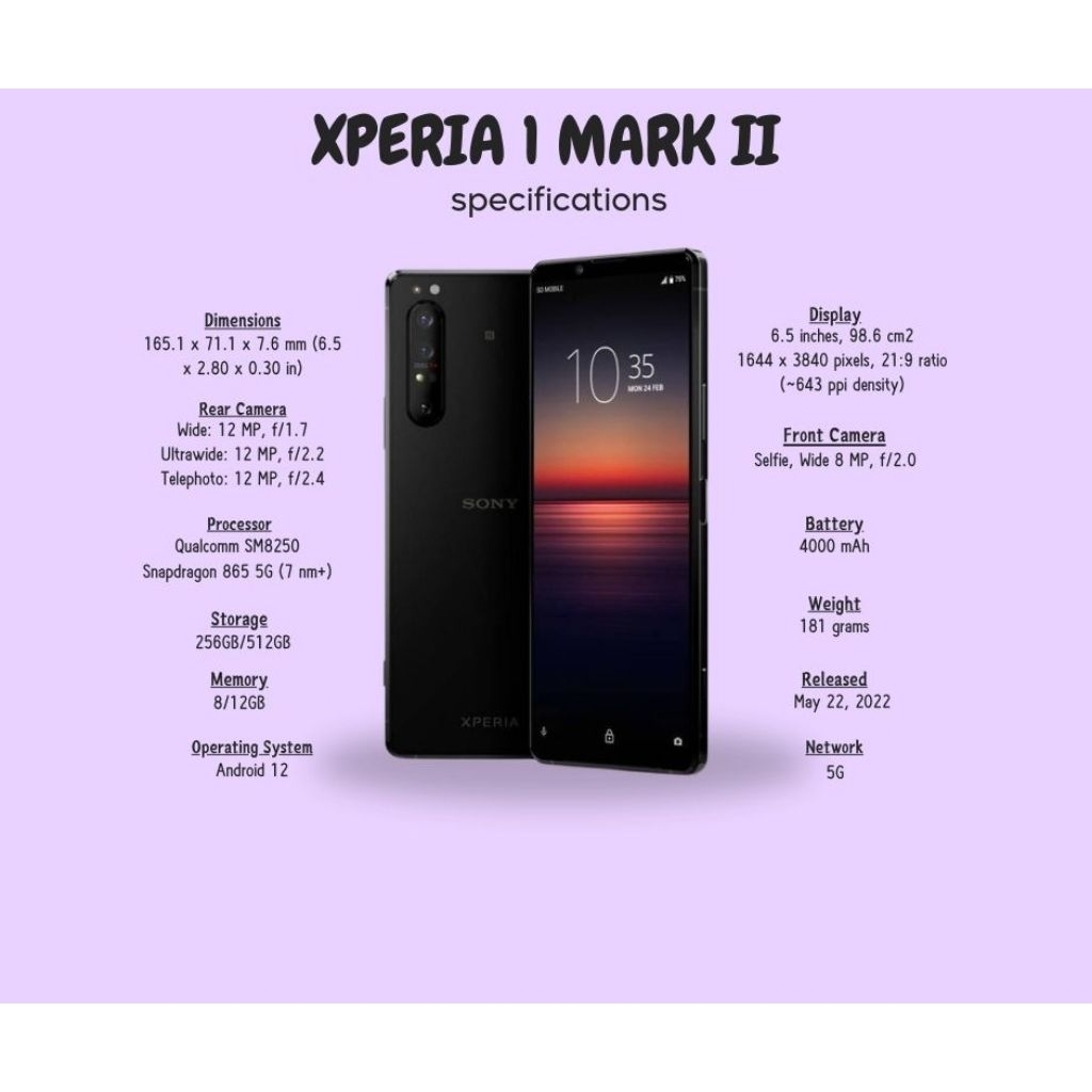 SONY XPERIA 1 MARK II 8-128GB SECOND ORIGINAL