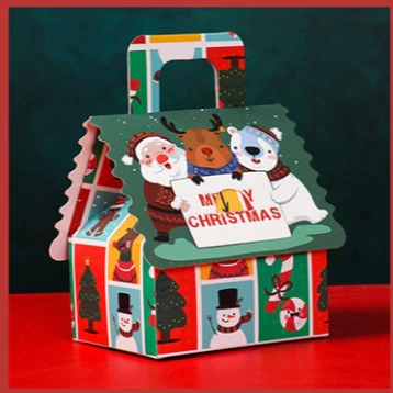 

Box Karton Rumah Tenteng Natal Motif Santa Dus Kue Snack Cookies Roti Goodie Bag Kardus Packaging Hampers Christmas Day