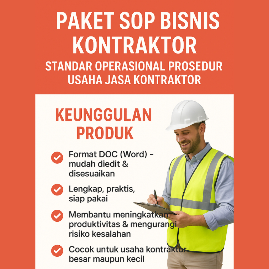 (57) Paket SOP Bisnis Kontraktor Lengkap – Standar Operasional Prosedur Usaha Jasa Konstruksi (Forma