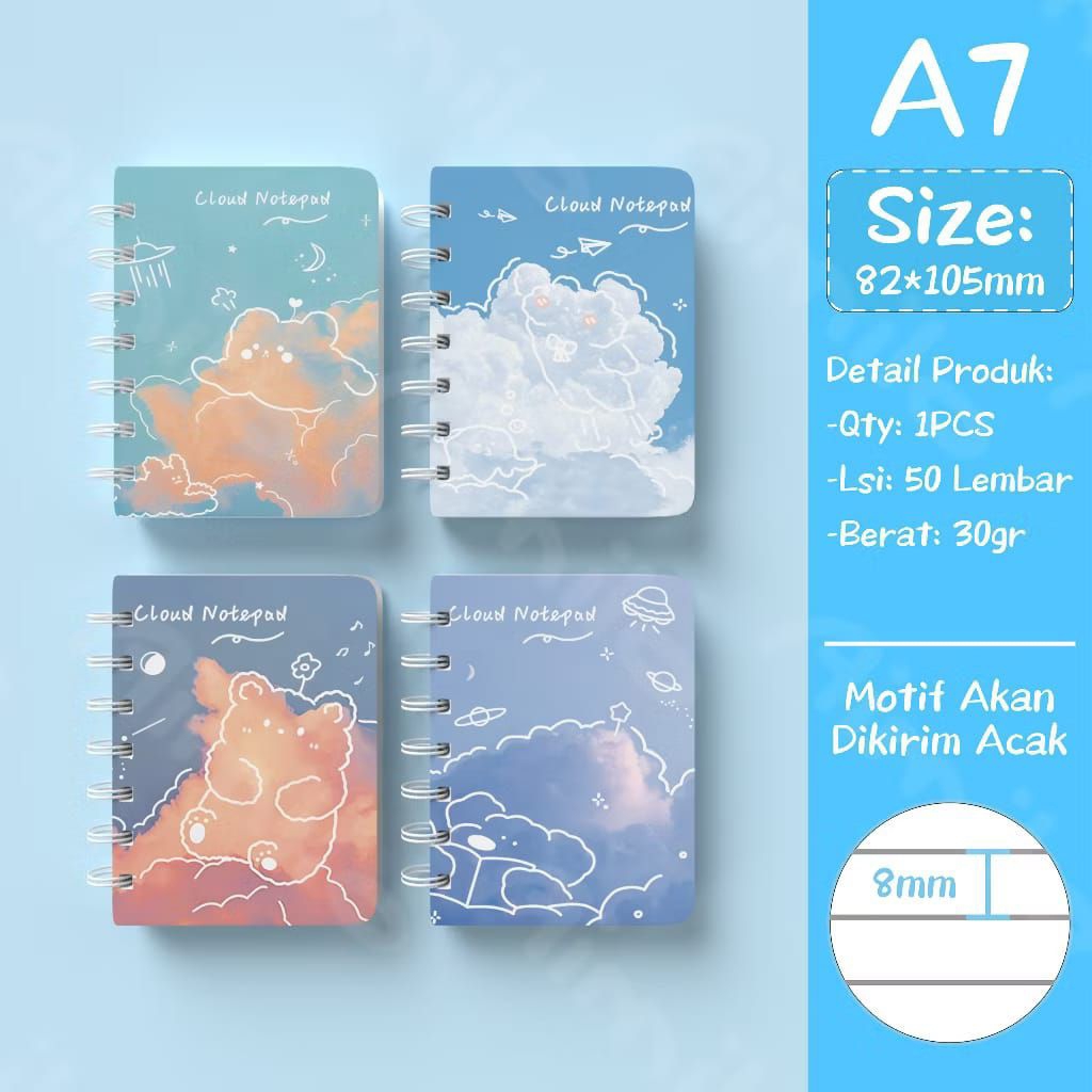 

Aimilo - Notebook Mini A7 Lucu Buku Tulis Scrapbook Mini Buku Notes Kecil Alat Tulis Sekolah